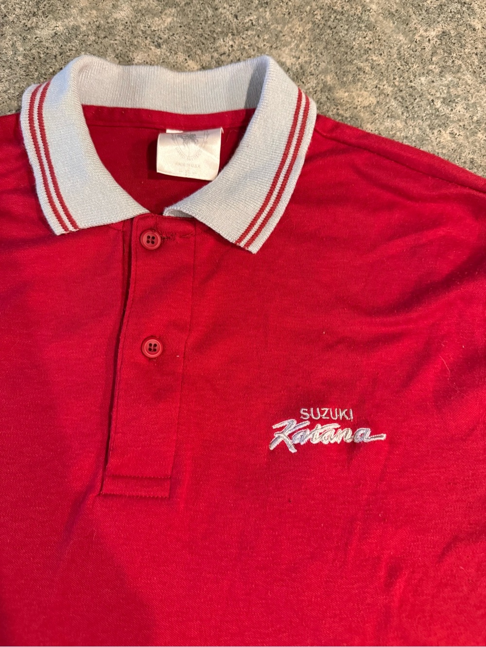 Suzuki Katana Red Polo Shirt with Contrast Collar